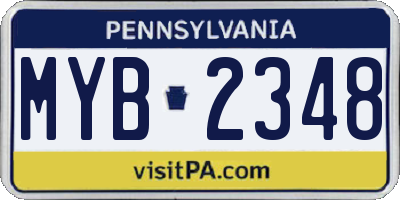 PA license plate MYB2348