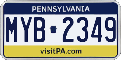 PA license plate MYB2349
