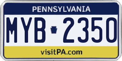 PA license plate MYB2350
