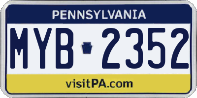 PA license plate MYB2352