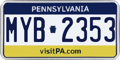 PA license plate MYB2353