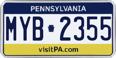 PA license plate MYB2355