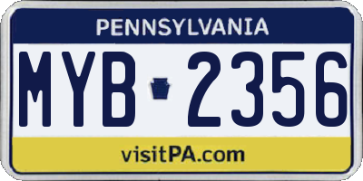 PA license plate MYB2356