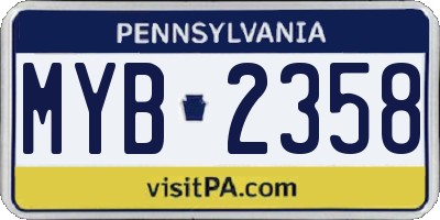 PA license plate MYB2358