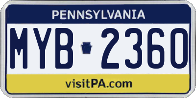 PA license plate MYB2360