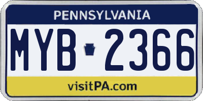 PA license plate MYB2366