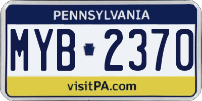 PA license plate MYB2370