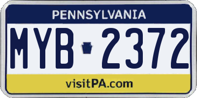 PA license plate MYB2372