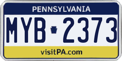 PA license plate MYB2373
