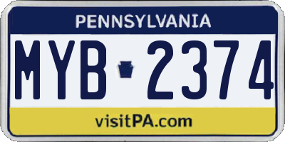 PA license plate MYB2374