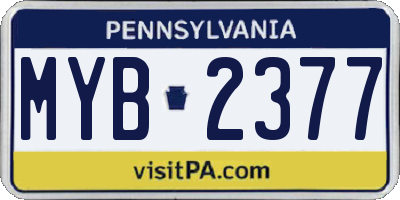 PA license plate MYB2377