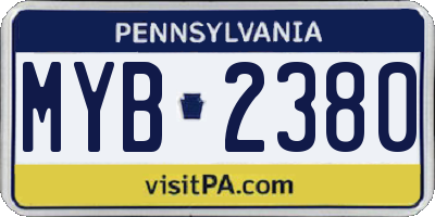 PA license plate MYB2380