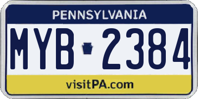 PA license plate MYB2384