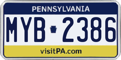 PA license plate MYB2386
