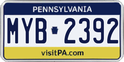 PA license plate MYB2392