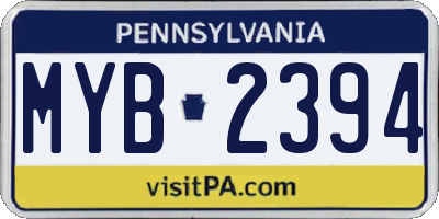 PA license plate MYB2394