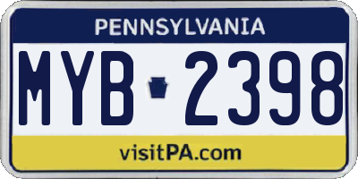 PA license plate MYB2398