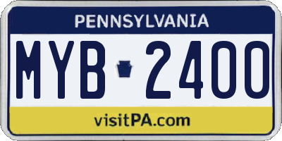 PA license plate MYB2400