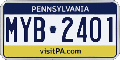 PA license plate MYB2401