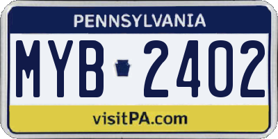 PA license plate MYB2402