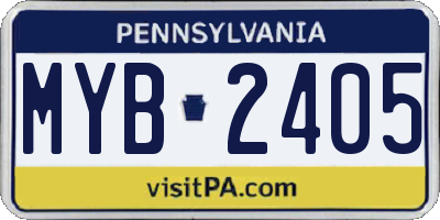 PA license plate MYB2405