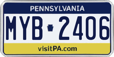 PA license plate MYB2406