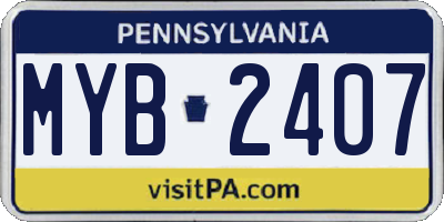 PA license plate MYB2407