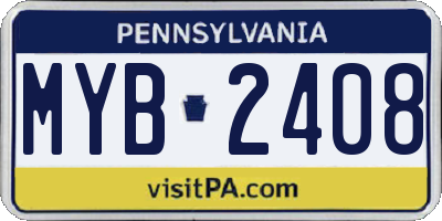 PA license plate MYB2408