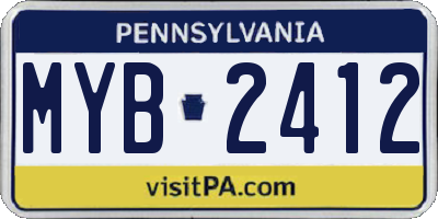 PA license plate MYB2412