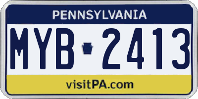 PA license plate MYB2413