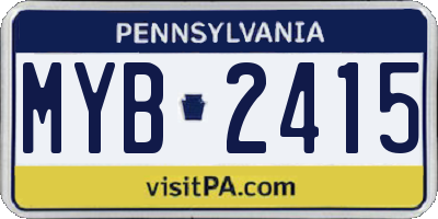 PA license plate MYB2415