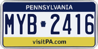 PA license plate MYB2416