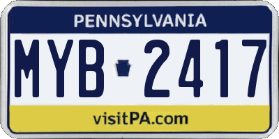 PA license plate MYB2417