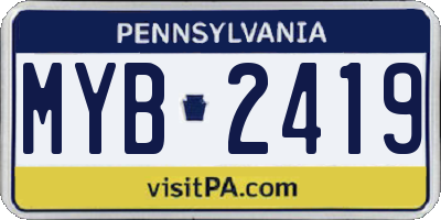 PA license plate MYB2419