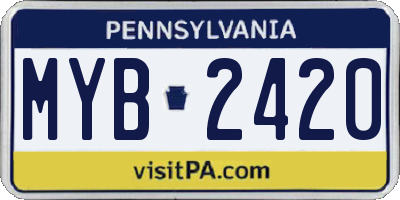 PA license plate MYB2420