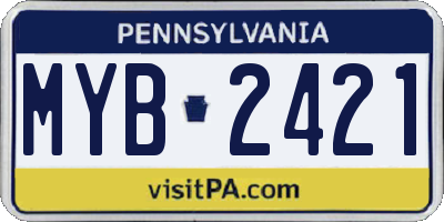 PA license plate MYB2421