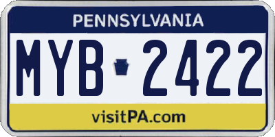 PA license plate MYB2422