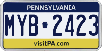 PA license plate MYB2423