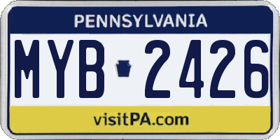 PA license plate MYB2426