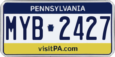 PA license plate MYB2427