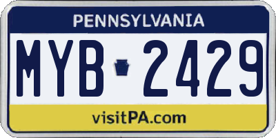 PA license plate MYB2429