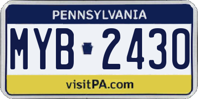 PA license plate MYB2430