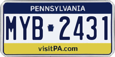 PA license plate MYB2431