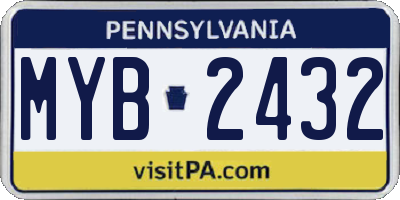 PA license plate MYB2432
