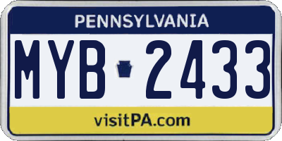 PA license plate MYB2433