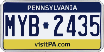 PA license plate MYB2435