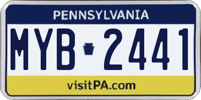 PA license plate MYB2441