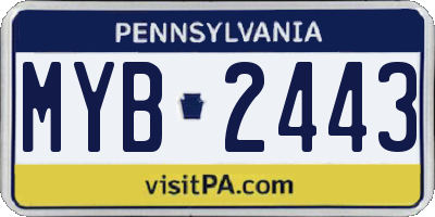 PA license plate MYB2443