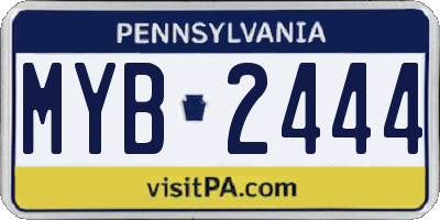 PA license plate MYB2444