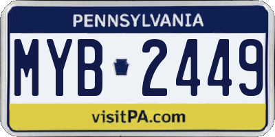 PA license plate MYB2449